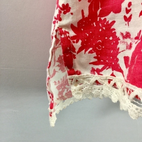 ELENA Baldi Pink And White Floral Print Linen Tunic Top Size M Made In Italy - Picture 6 of 8